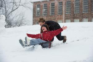 Making the most of the snow at MSU and getting plenty of good exercise! (photo by Russ Houston) 